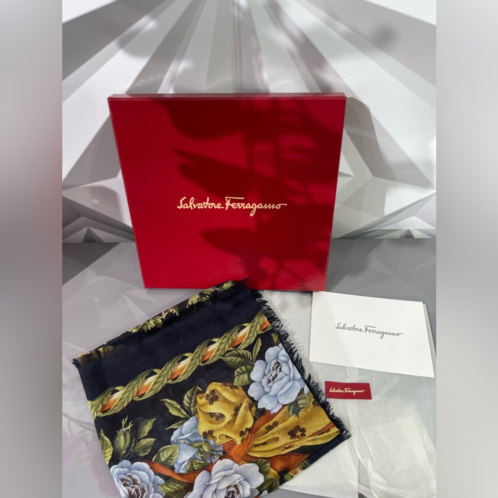 Authentic Salvatore Ferragamo large scarf with box